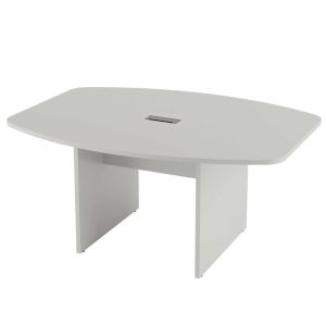 Mesa de Reunião Semi Oval pé Ferro com Caixa de Tomadas.